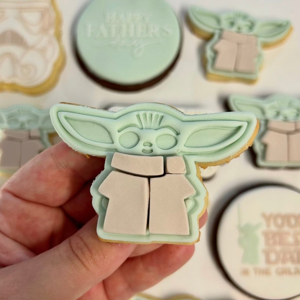 Plastic Cookie Cutter + Fondant Embosser Cute Alien Creature