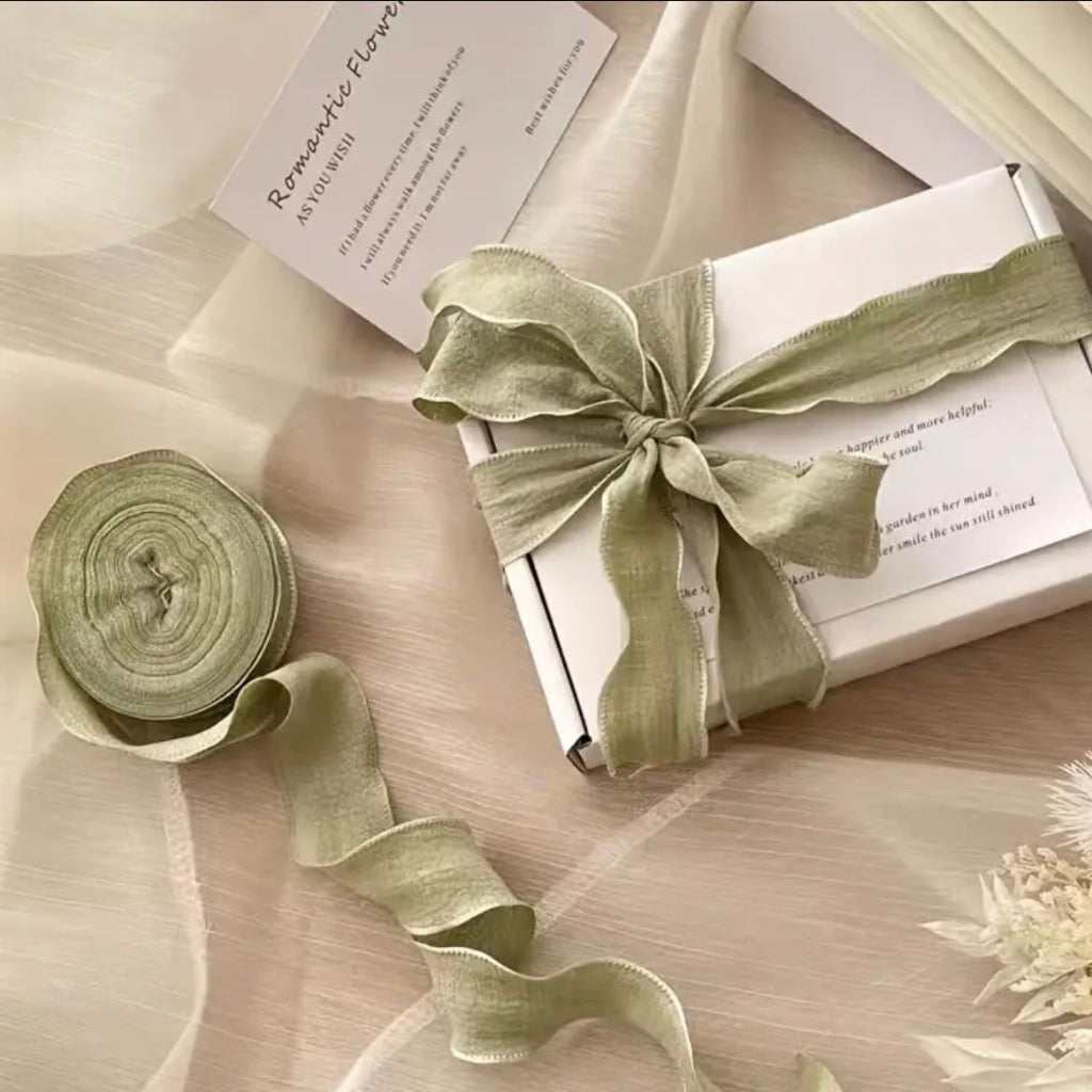Pleated Chiffon Ribbon 6.5m - Green
