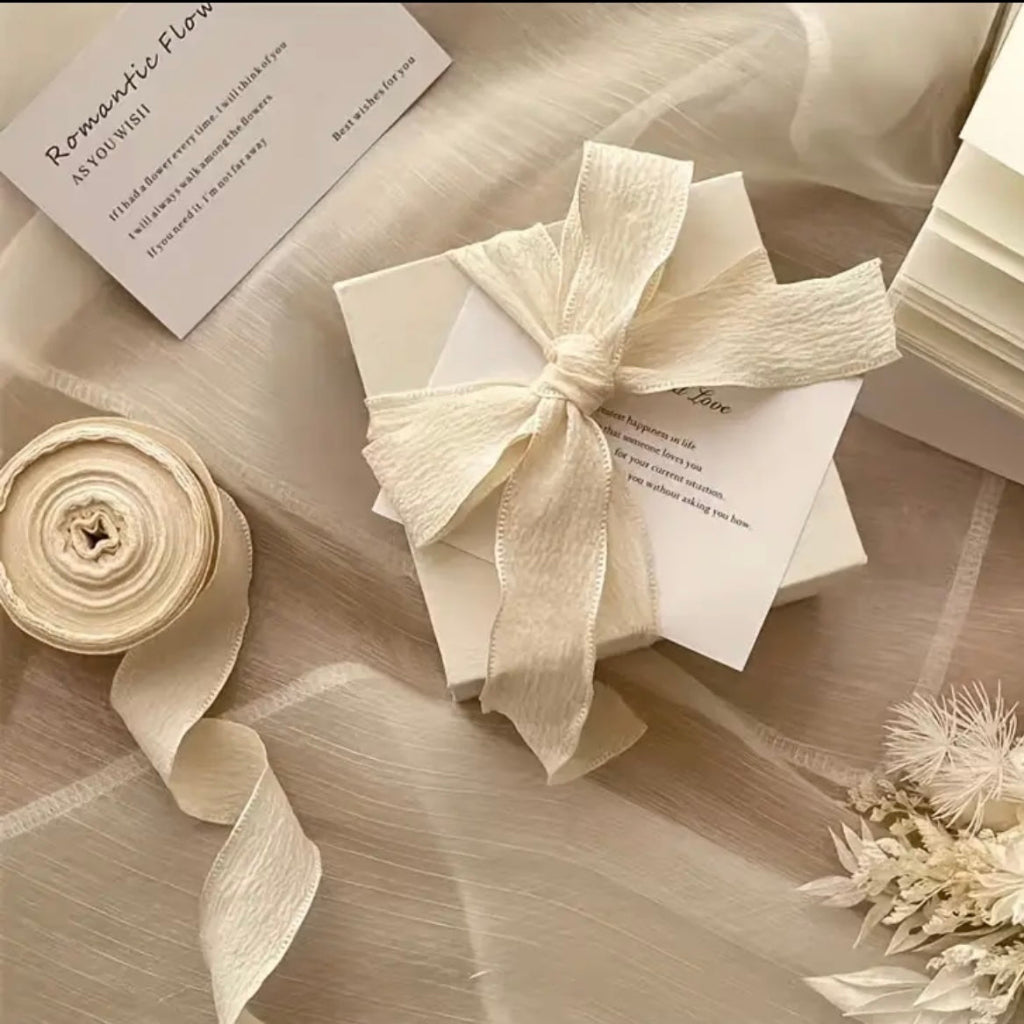 Pleated Chiffon Ribbon 6.5m - Nude