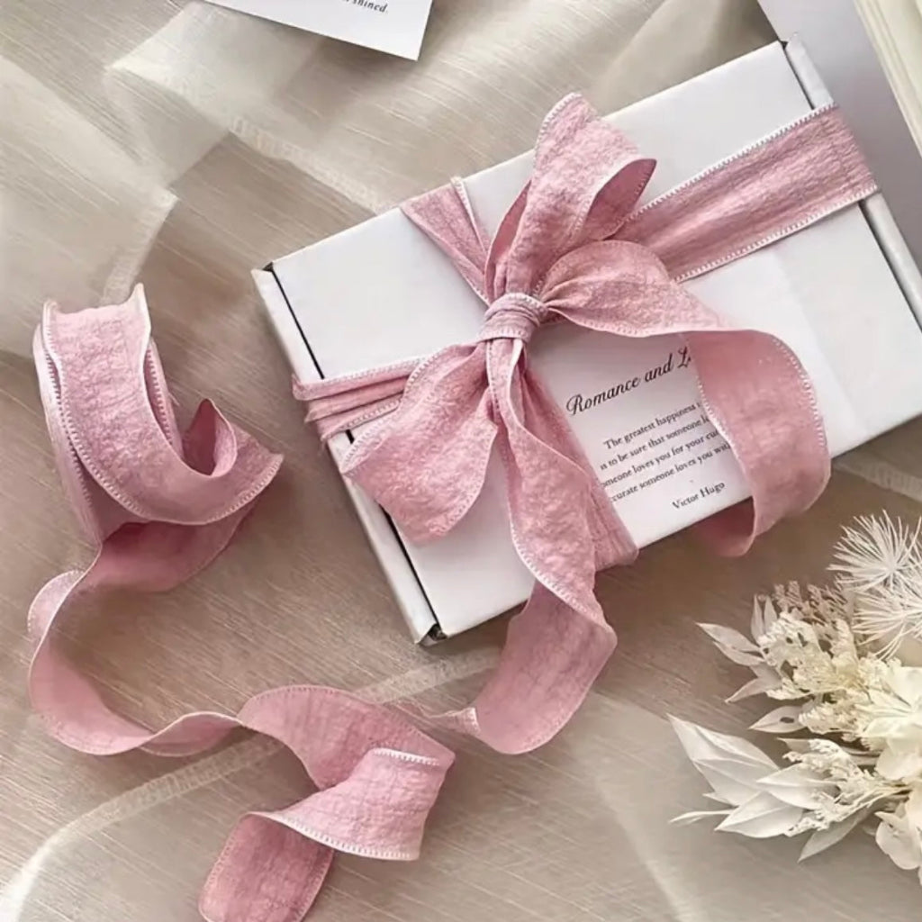 Pleated Chiffon Ribbon 6.5m - Pink
