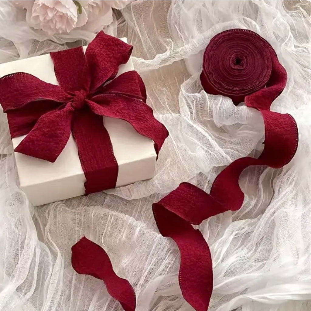 Pleated Chiffon Ribbon 6.5m - Red