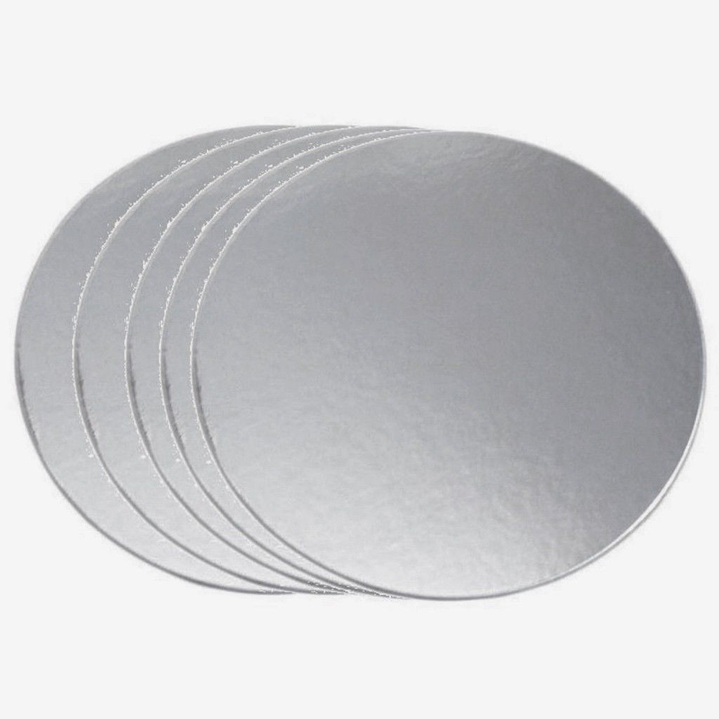 Round Cardboard Cake Board Silver - 6" 5 Pack