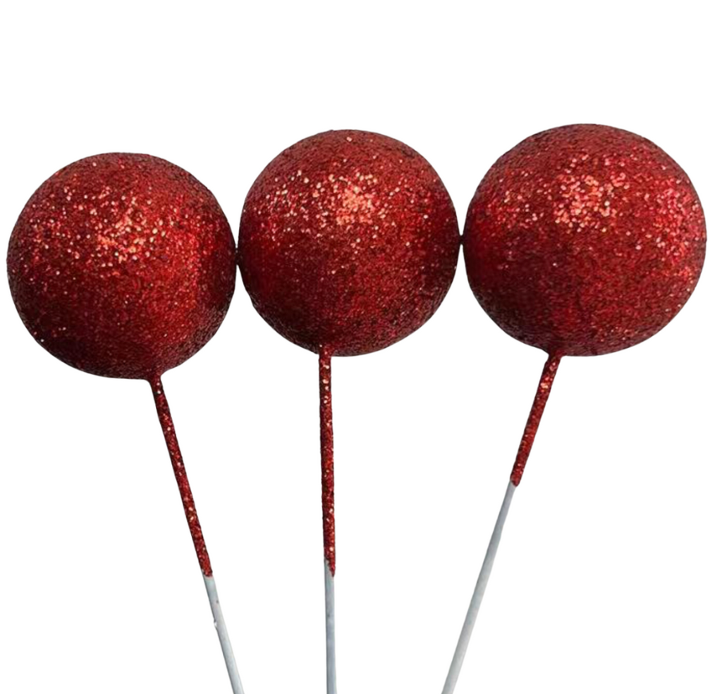 Cake Balls 12pc Mixed Sizes - Red Glitter