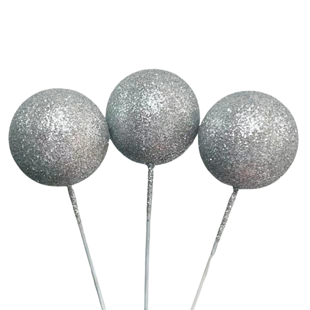 Cake Balls 12pc Mixed Sizes - Silver Glitter