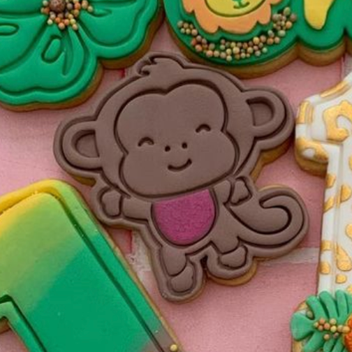 Plastic Cookie Cutter + Fondant Embosser – Baby Monkey