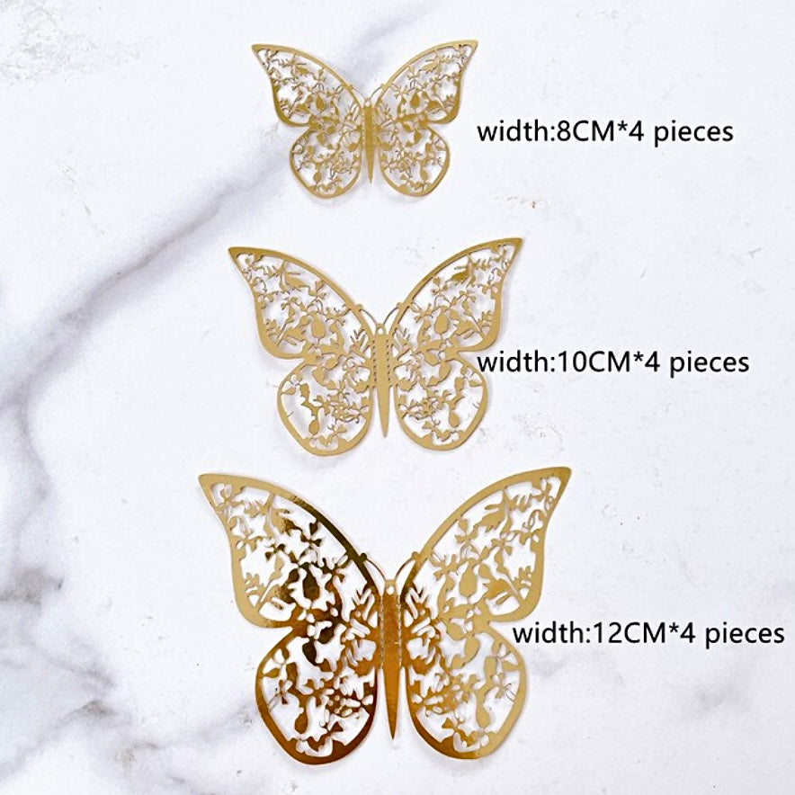 Card Stock Arched Butterflies 12 Pack - Filigree Gold