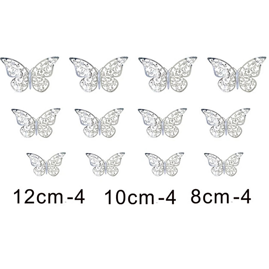 Card Stock Arched Butterflies 12 Pack - Filigree Silver