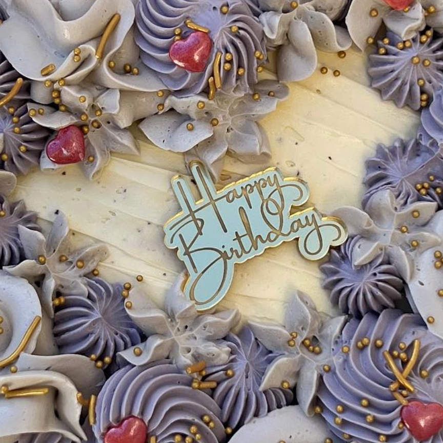 Acrylic Cupcake Topper Charms - Gold Happy Birthday 6pc