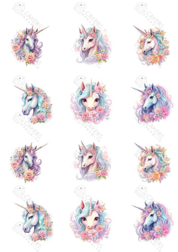 2.5" Cupcake Edible Icing Image - Unicorns 4
