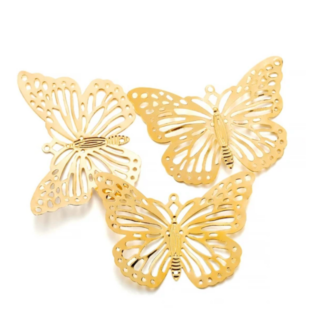 Flat Metal Butterflies 25 Pack - Gold