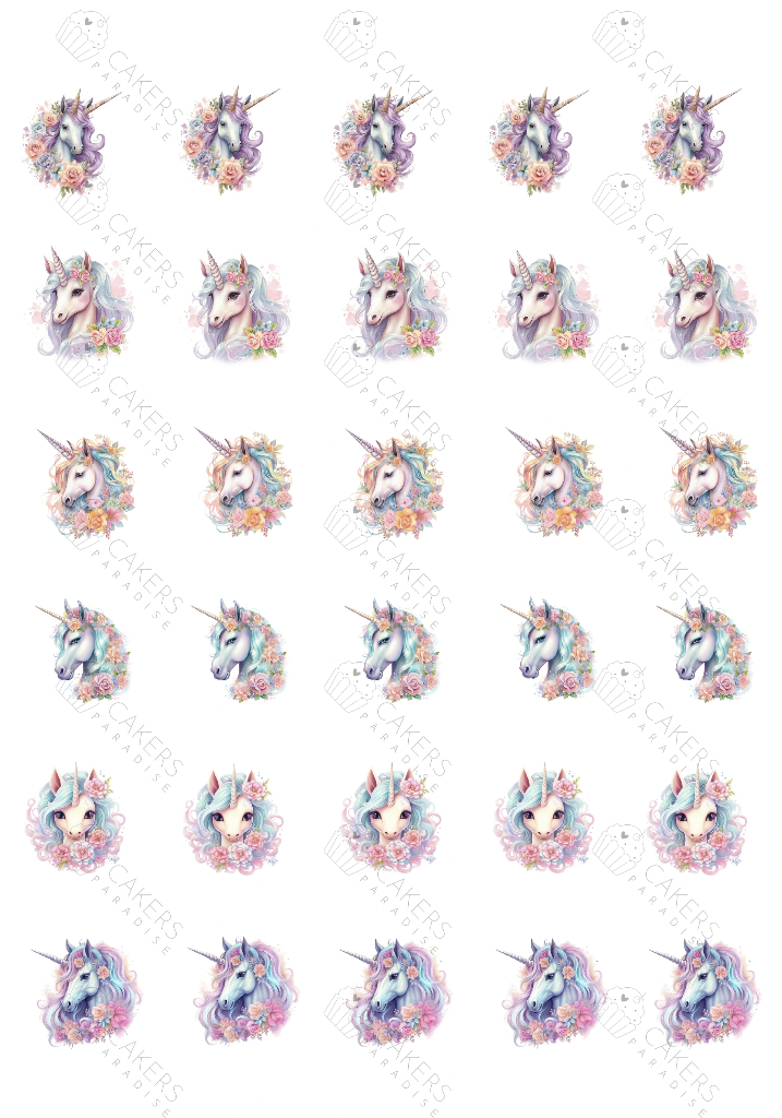 1.5" Cupcake Edible Icing Image - Unicorn 5