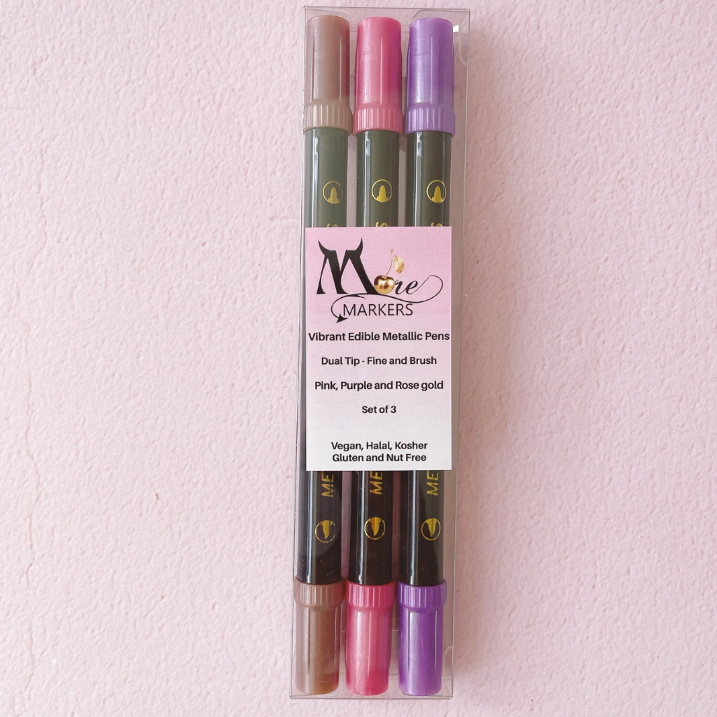 More Metallic Edible Markers Set of 3 - Pink, Purple and Rose Gold