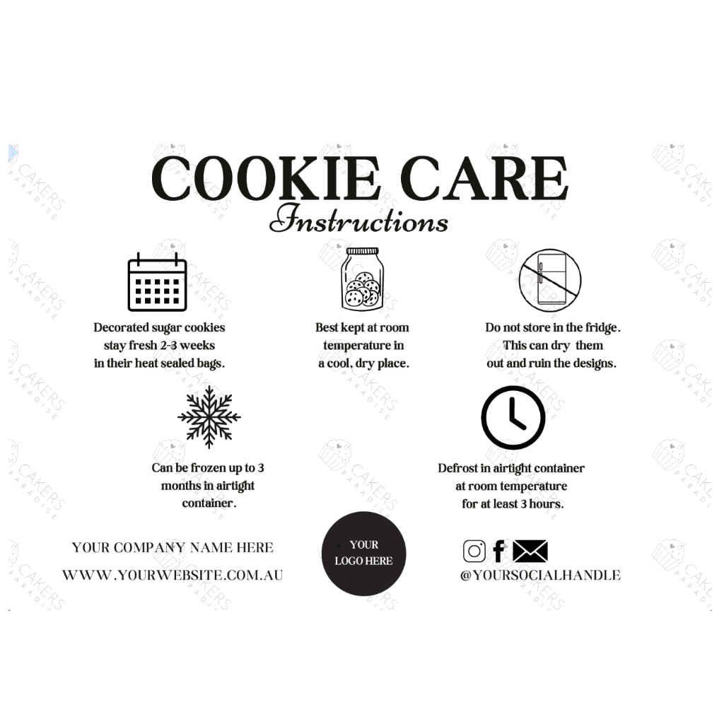 Cookie Care Instruction Labels