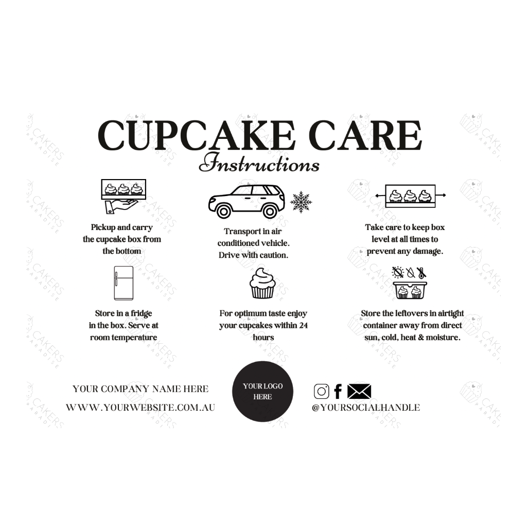Cupcake Care Instruction Labels