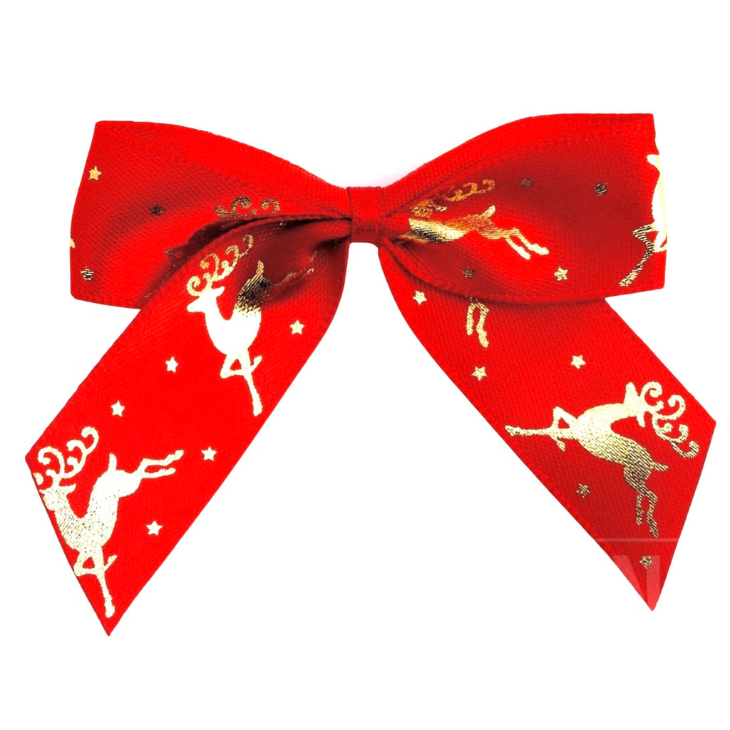 Satin Cakesicle Bows 5cm 12 Pack - Christmas Reindeer Red