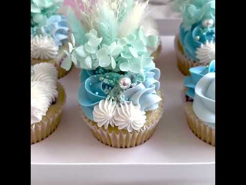 colour mill baby blue cupcakes
