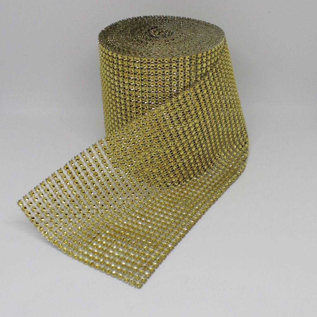 Gold Rhinestone Diamond Crystal Mesh Ribbon Cake | Cakers Paradise ...