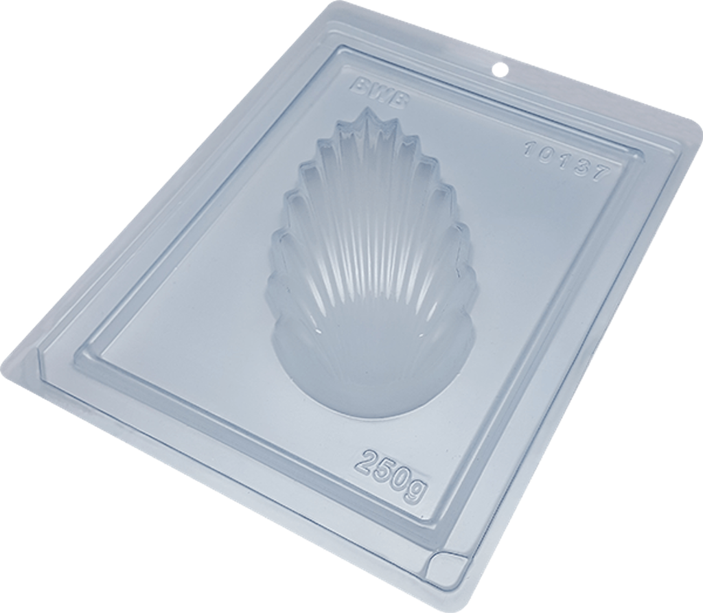 Plastic 3 Piece Chocolate Mould - textured fans egg 250g BWB sample