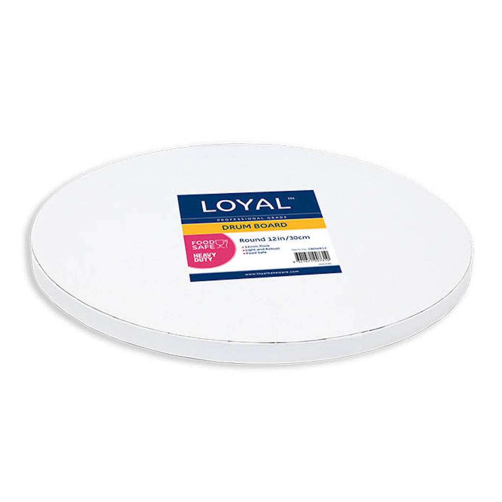 loyal white round drum cake board 12"