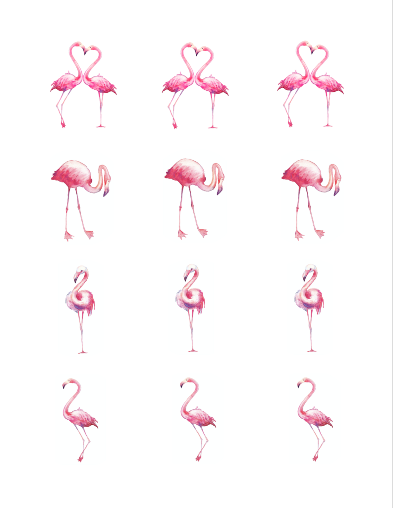 Edible Icing Cupcake Cake Topper Image tropical pink flamingo