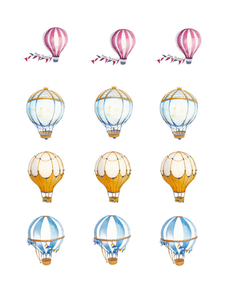 Edible Icing Cupcake Cake Topper Image hot air balloon baby shower