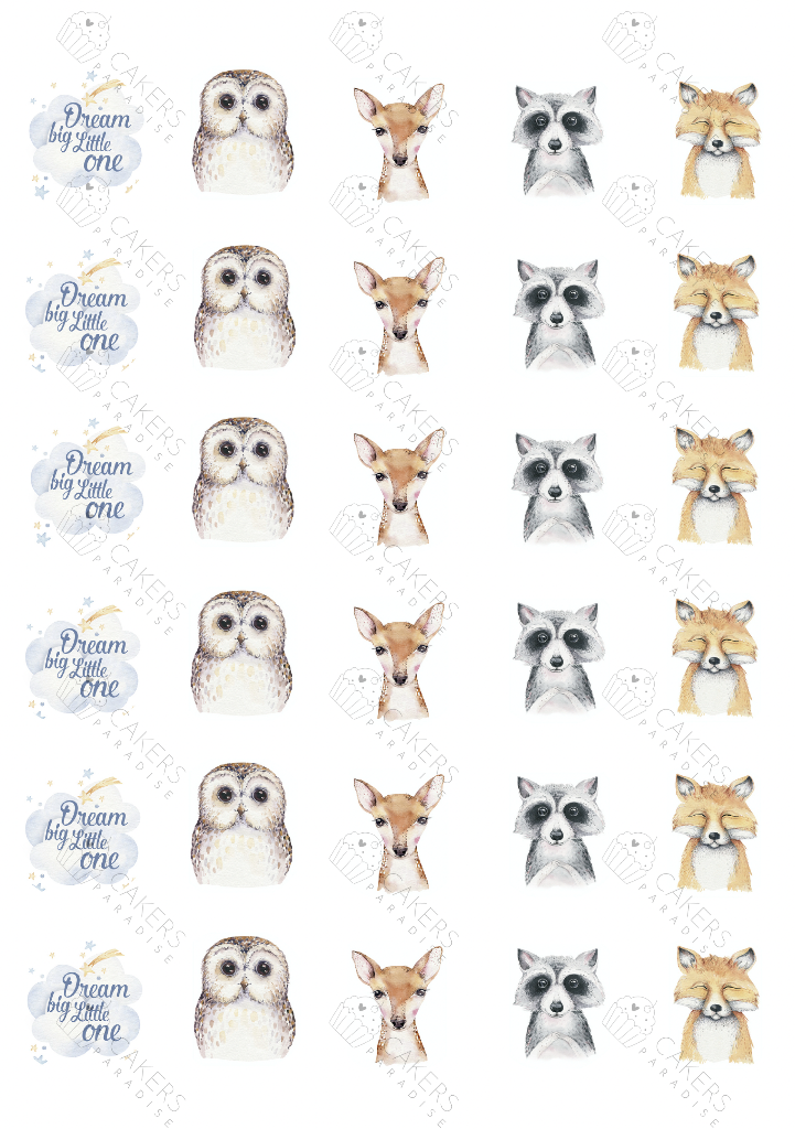 1.5" Cupcake Edible Icing Image - Forest Animals