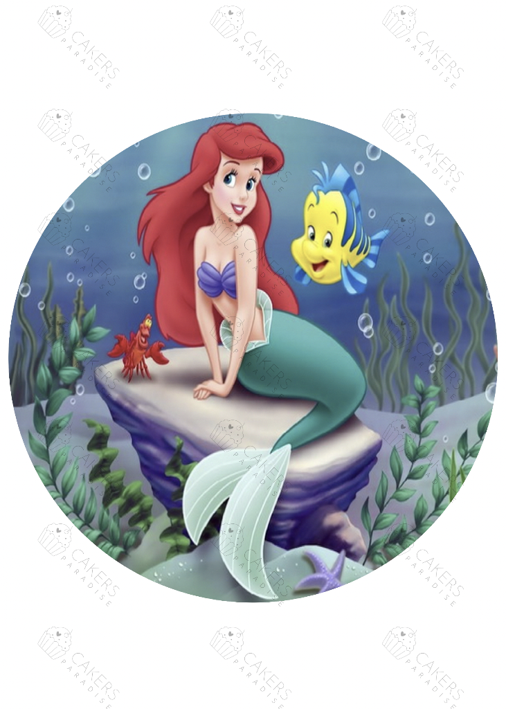 Products 8" Round Edible Icing Image - Mermaid Ariel