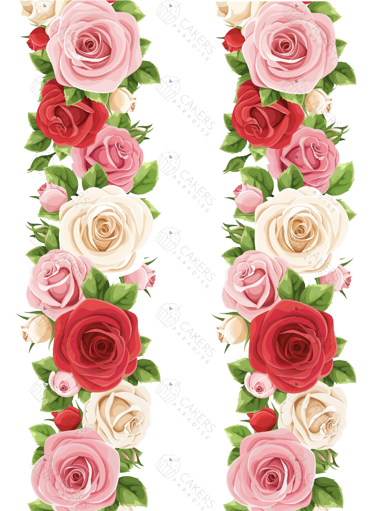 A4 Edible Icing Image - Rose Borders