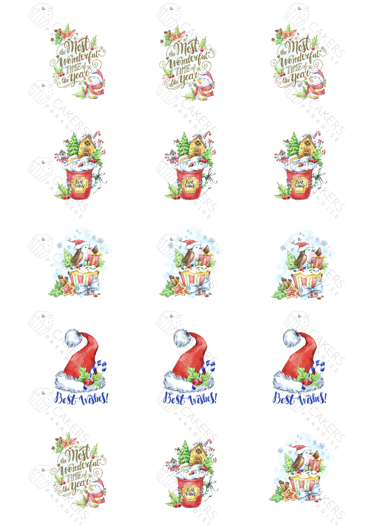2" Cupcake Edible Icing Image - Christmas 3