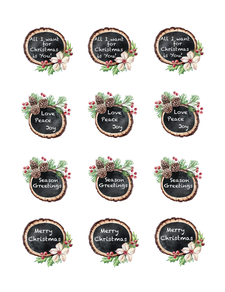 Edible Icing Cupcake Cake Topper Image Christmas wishes blackboard