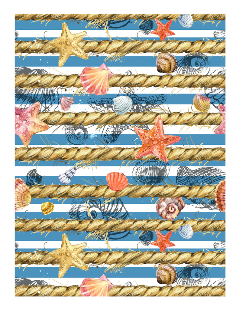 Edible Icing Cupcake Cake Topper Image nautical ropes shells