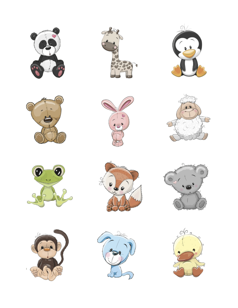 Edible Icing Cupcake Cake Topper Image Baby Animals hippo monkey owl elephant kitten chicken panda giraffe penguin lamb bear dog bunny rabbit fox frog duck