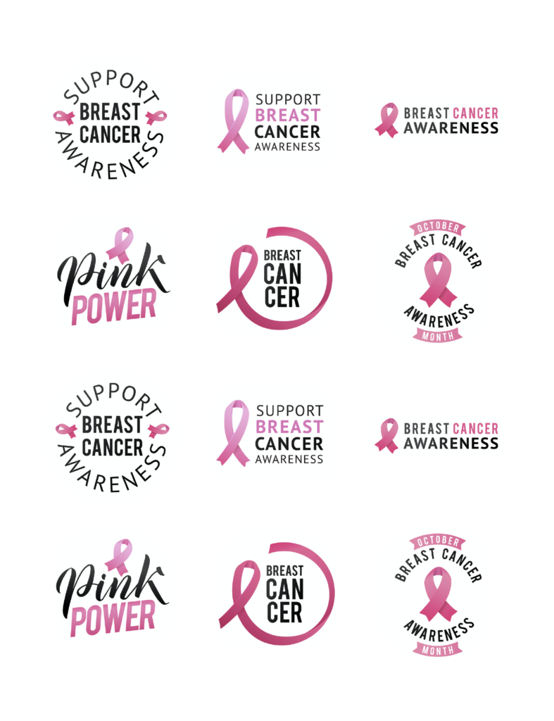 Edible Icing Cupcake Cake Topper Image breast Cancer pink ribbon awareness