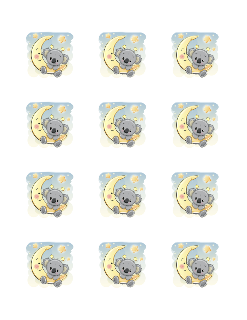 Edible Icing Cupcake Cake Topper Image sleeping baby koala