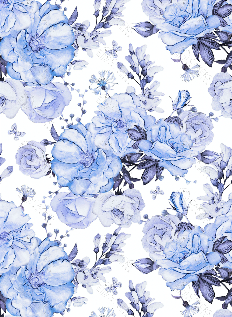 A4 Edible Icing Image - Floral Blue