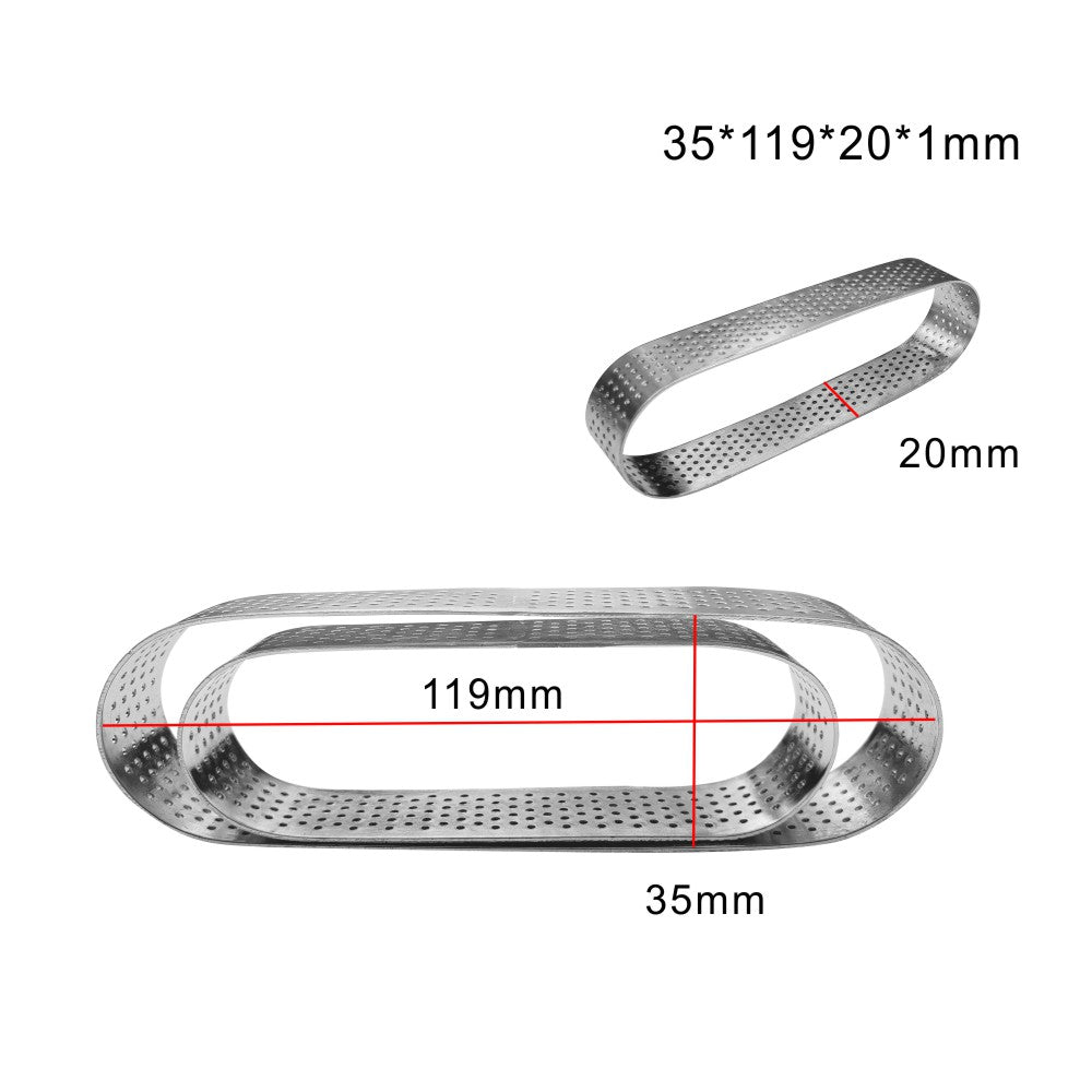 Stainless Steel Perforated Tart Ring Oval