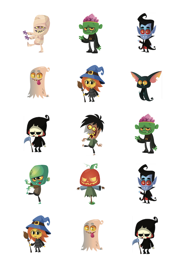 Edible Icing Cupcake Cake Topper Image Halloween characters