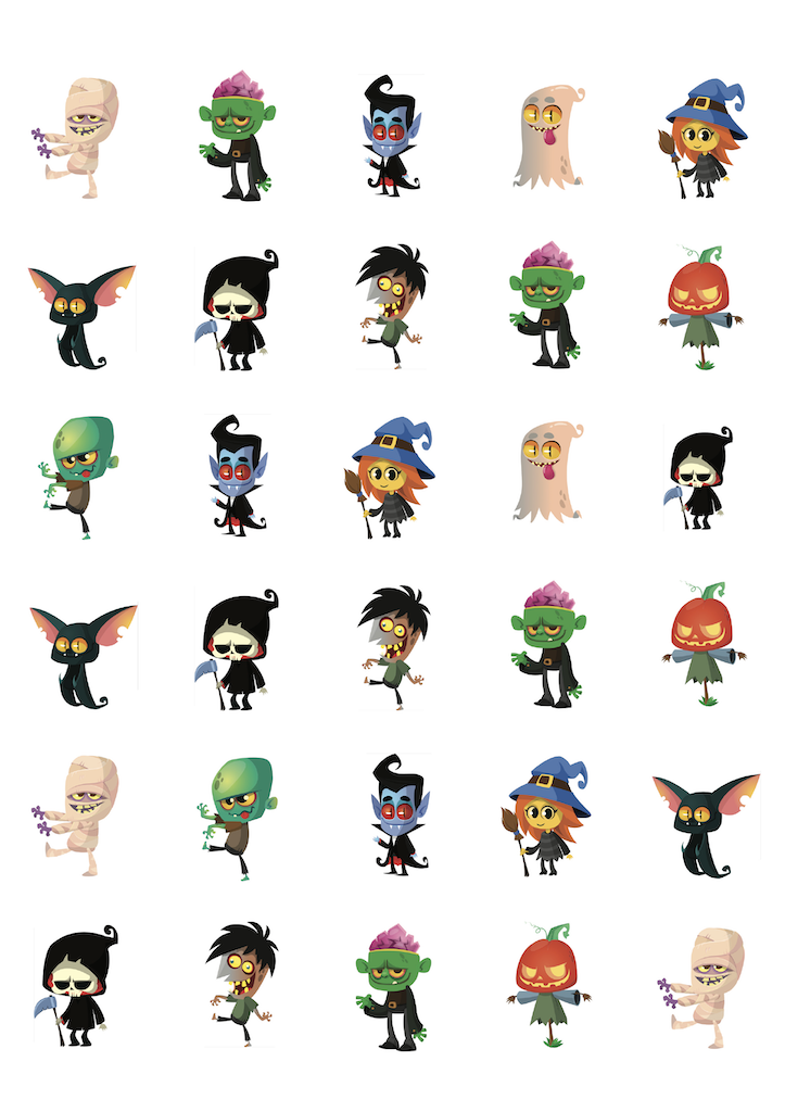 Edible Icing Cupcake Cake Topper Image Halloween characters