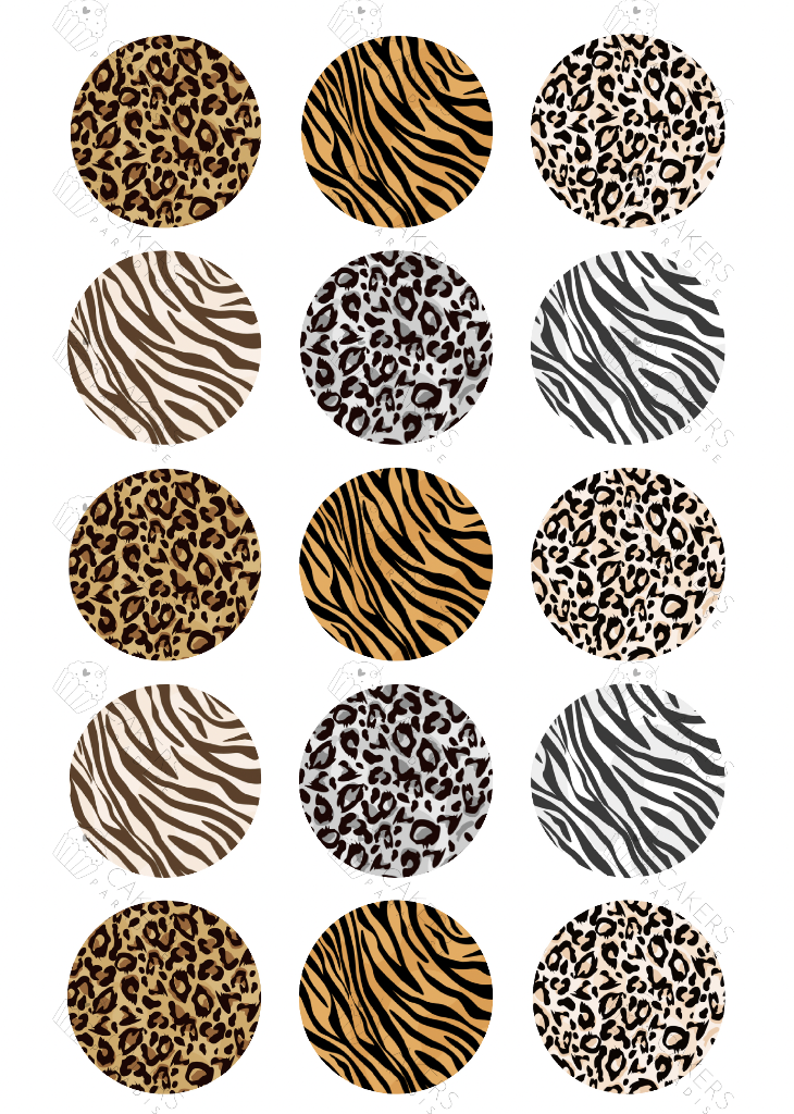 2" Cupcake Edible Icing Image - Animal Print