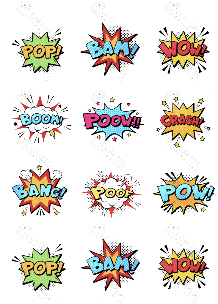 2.5" Cupcake Edible Icing Image - Comic Book