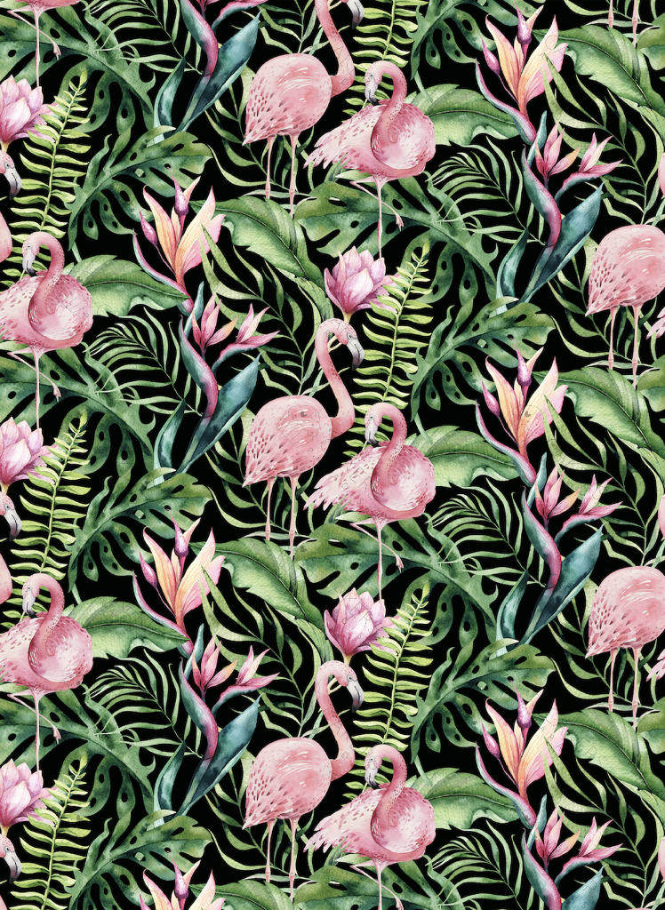 A4 Edible Icing Image - Tropical Flamingos and Flowers