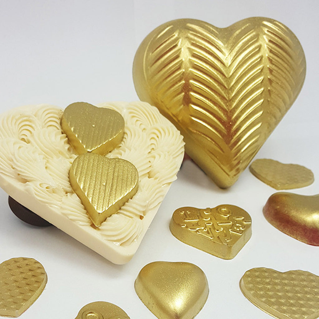 Plastic 3 Piece Chocolate Mould - textured love heart Plume BWB