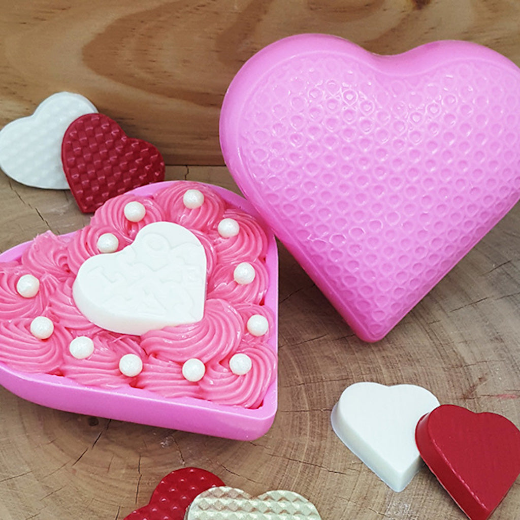 Plastic 3 Piece Chocolate Mould - textured love heart drops BWB