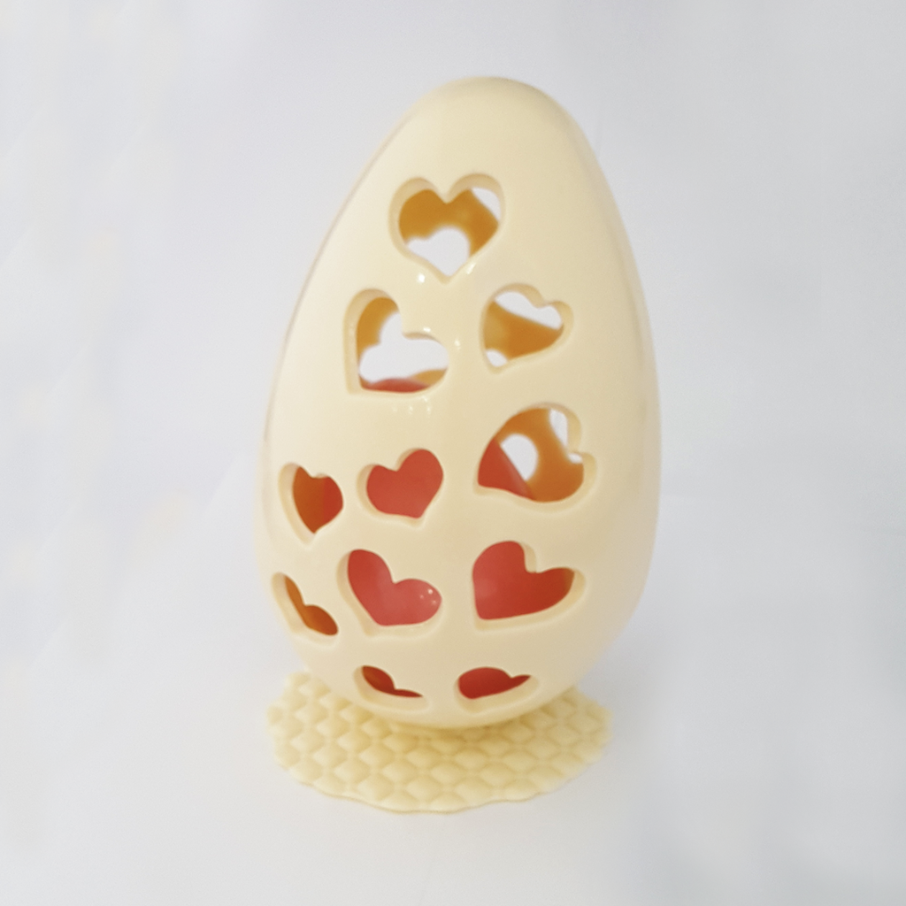 Plastic 3 Piece Chocolate Mould - Hollow Egg Heart 250g BWB sample