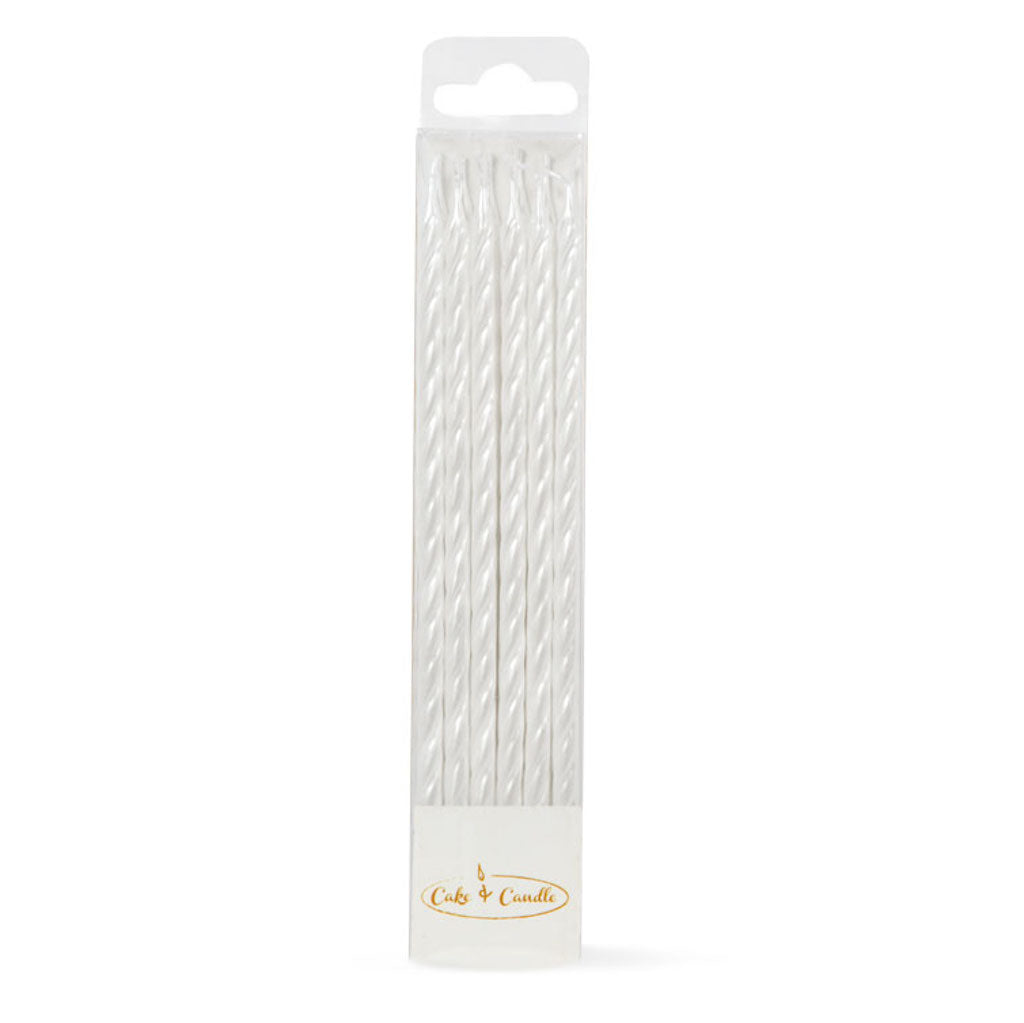 cake candles tall white spiral pack of 12