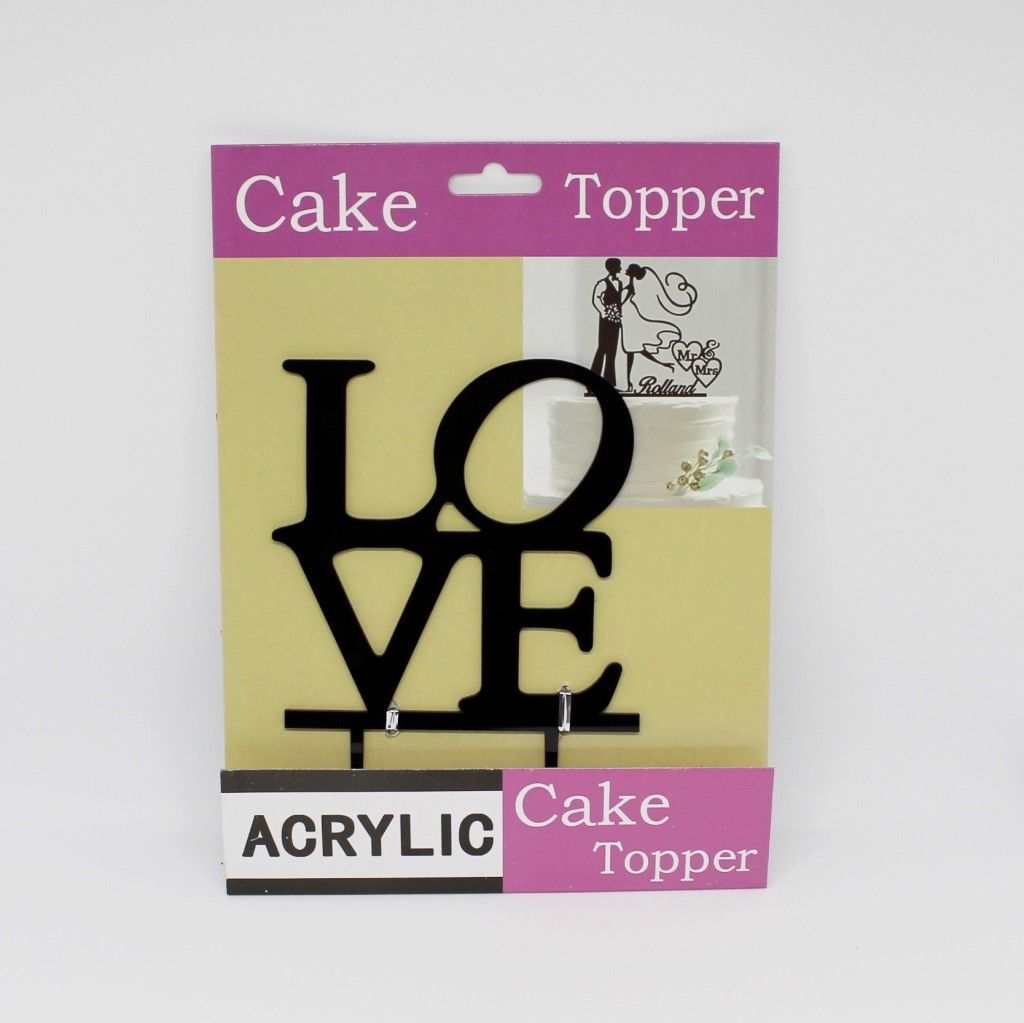 Acrylic-Black-Wedding-Cake-Topper-Decoration-Bride-Groom-Love-272817294202
