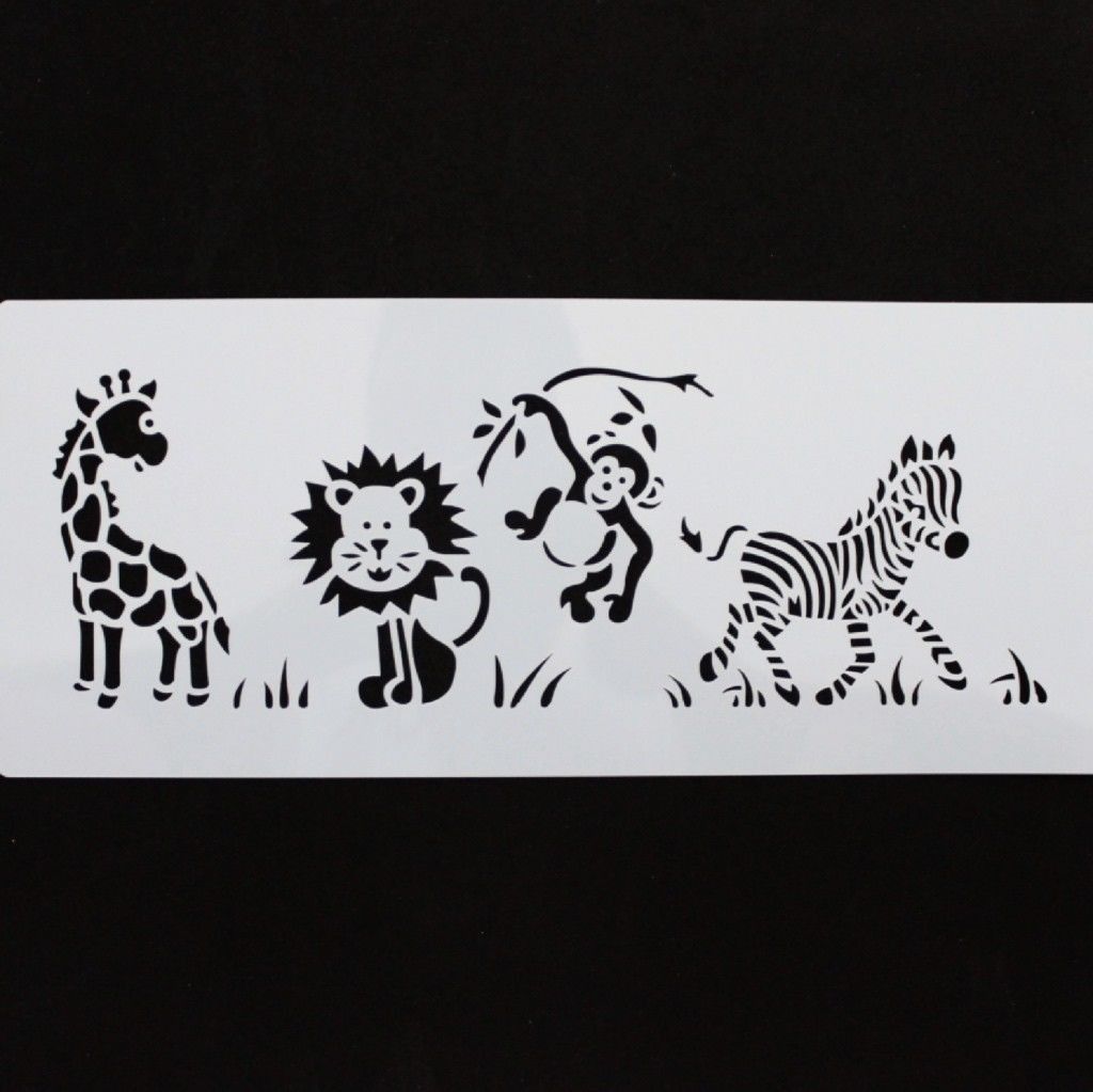 Cake Stencil Jungle Zebra Monkey Lion Giraffe Zoo Set Sugarpaste Fondant Animal