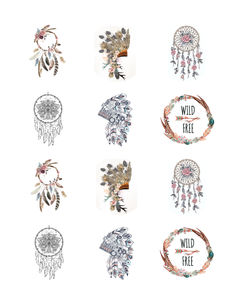 Edible Icing Cupcake Cake Topper Image Dreamcatcher boho