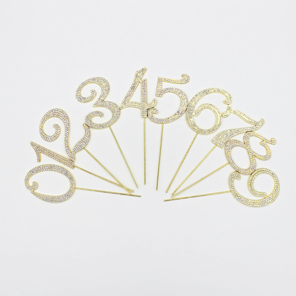 Birthday Cake Decoration Rhinestone Cake Topper Number 6 - Sparkling ...