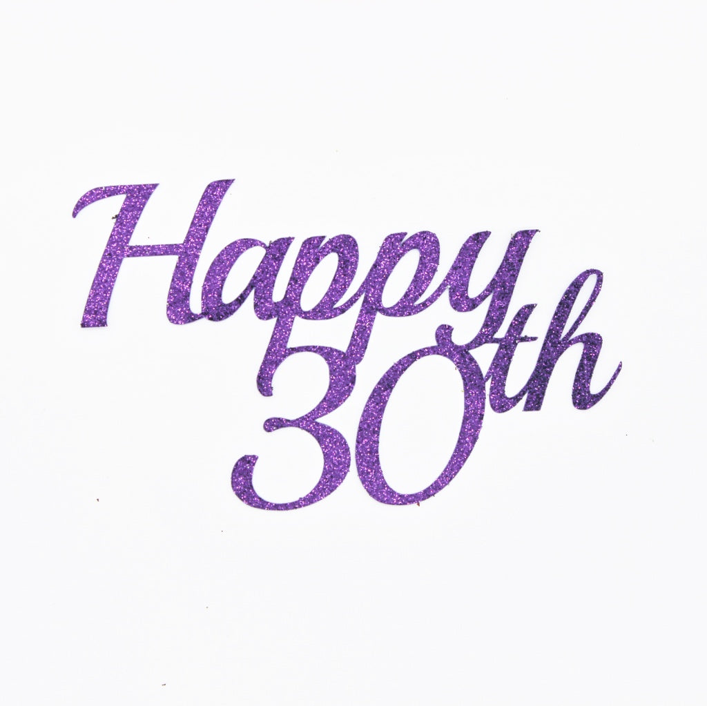 Happy 30th birthday card stock paper glitter cake topper
